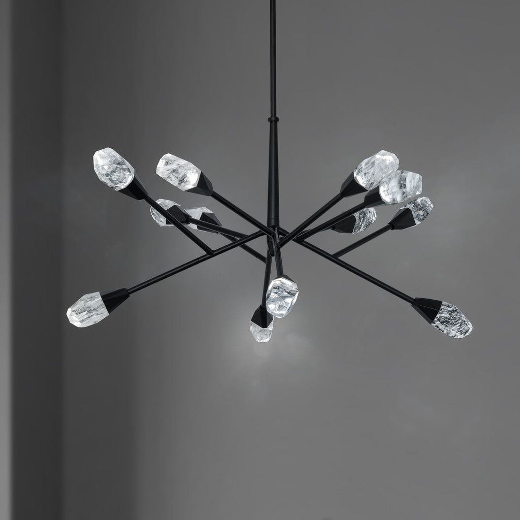 12-Light Quartz Crystal LED Chandelier / Black