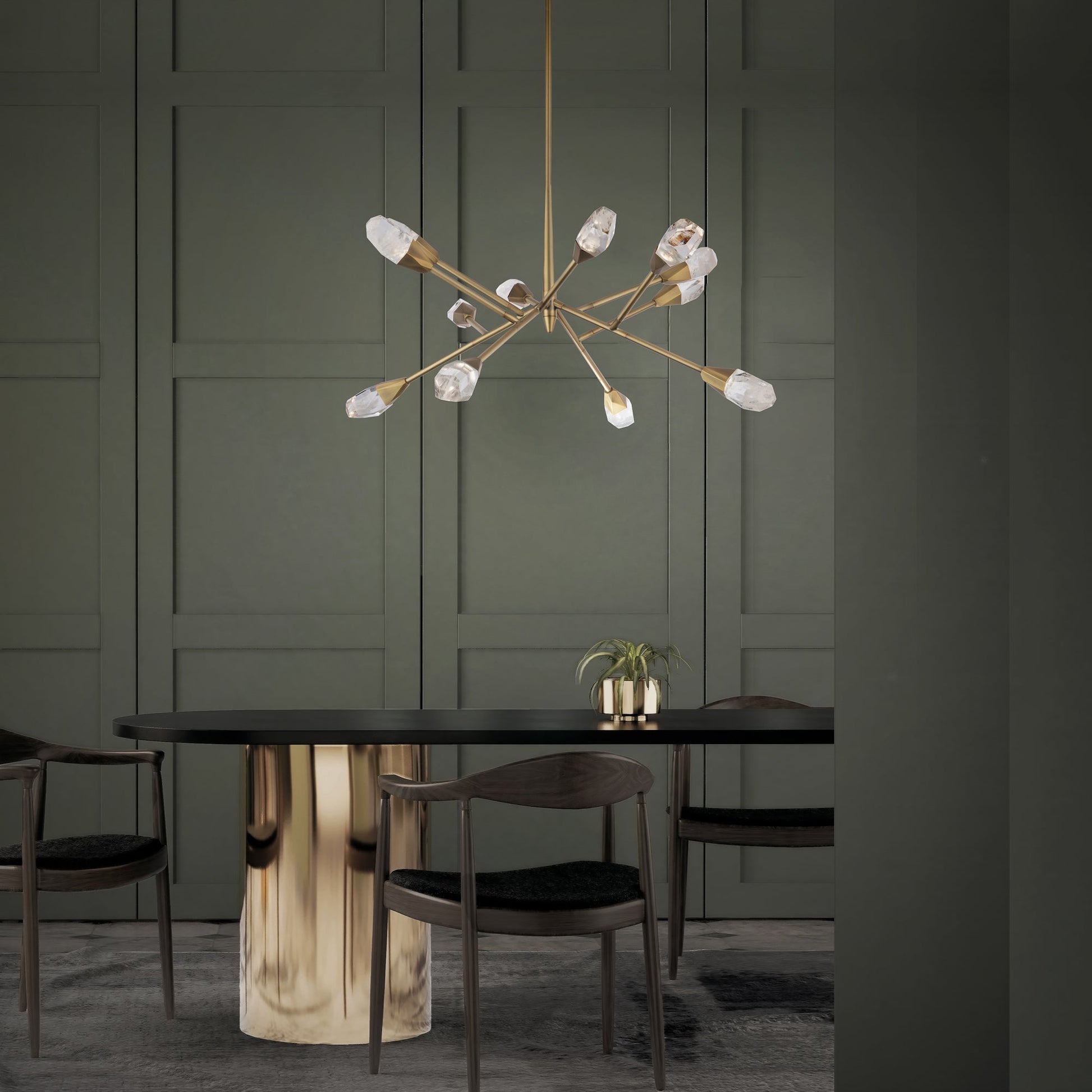 12-Light Quartz Crystal LED Chandelier