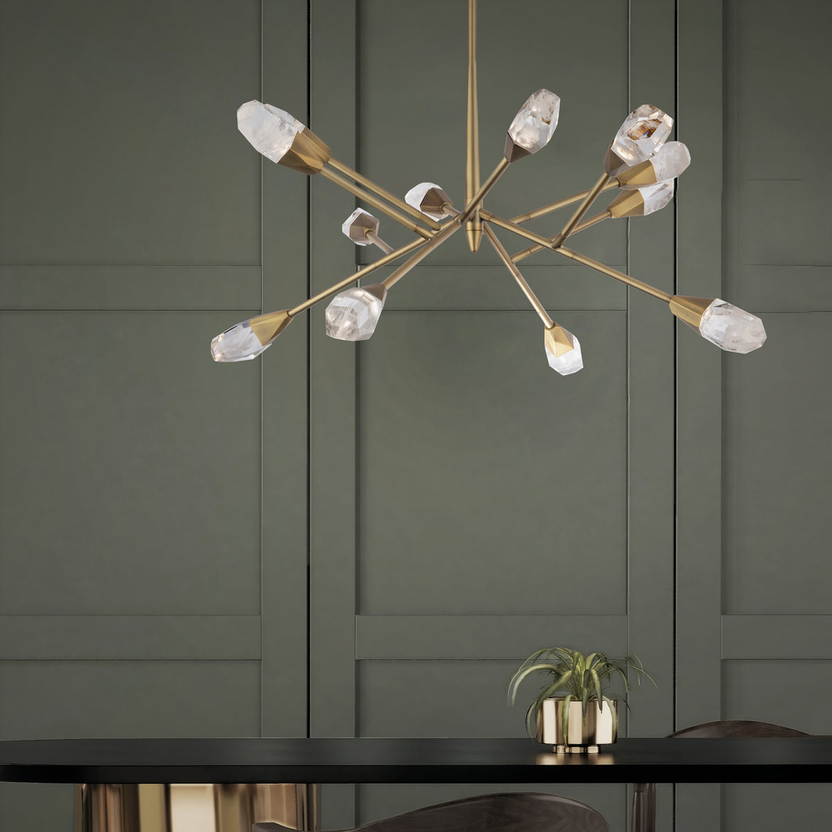 12-Light Quartz Crystal LED Chandelier