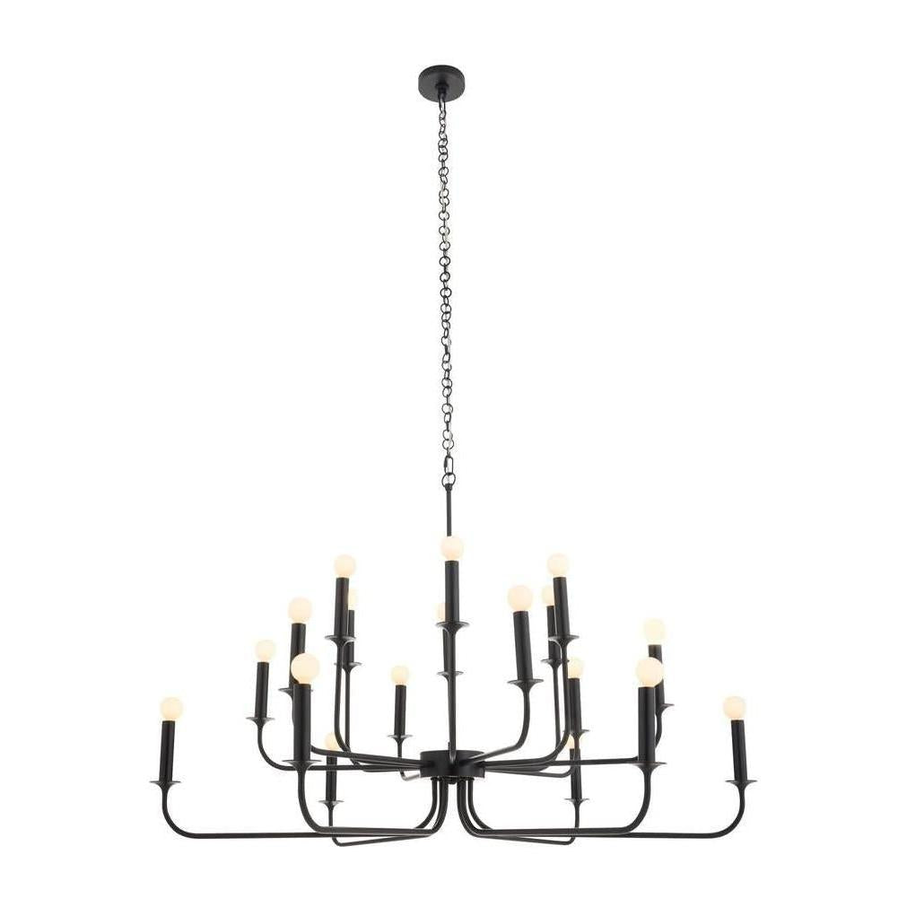 18-Light Bronze Double-Tier Chandelier