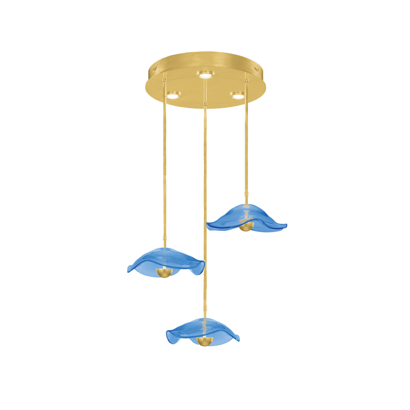 31-Inch Sculptural Glass Round Pendant Light / Gold Leaf/Blue