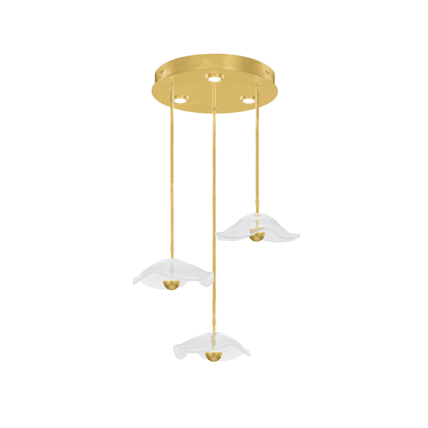 31-Inch Sculptural Glass Round Pendant Light / Gold Leaf/Clear