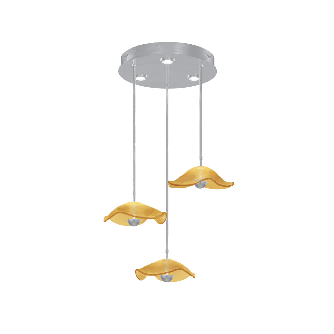 31-Inch Sculptural Glass Round Pendant Light / Silver Leaf/Amber