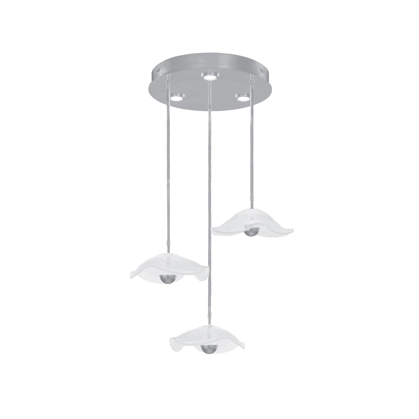 31-Inch Sculptural Glass Round Pendant Light / Silver Leaf/Clear