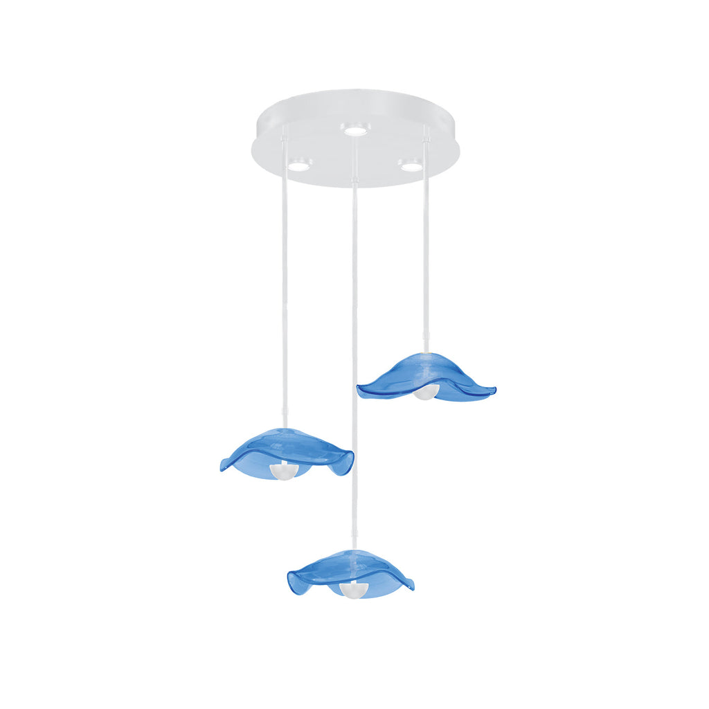 31-Inch Sculptural Glass Round Pendant Light / White/Blue