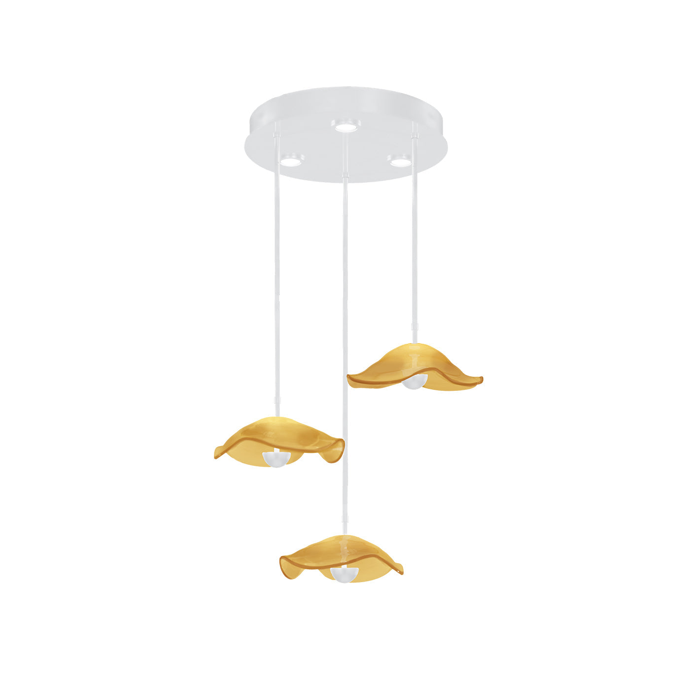 31-Inch Sculptural Glass Round Pendant Light / White/Amber