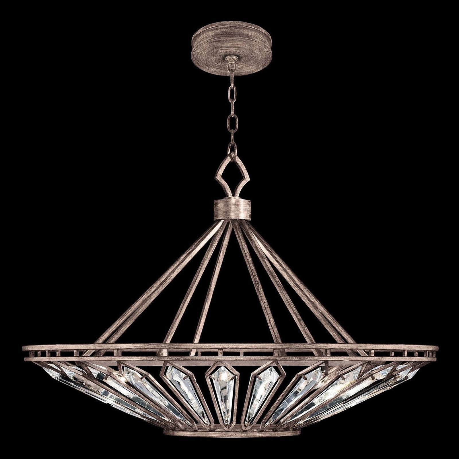 38-Inch Weathered Crystal Pendant Light