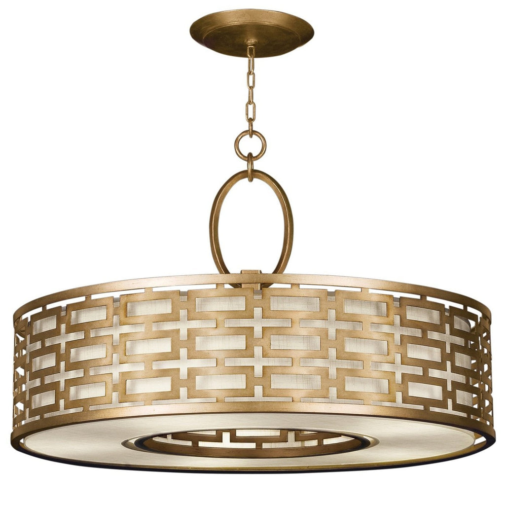 40-Inch Leaf Finish Fabric Pendant Light / Champagne/Gold