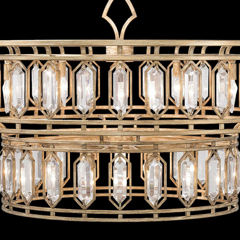 42-Inch Antique Gold Crystal Pendant Light