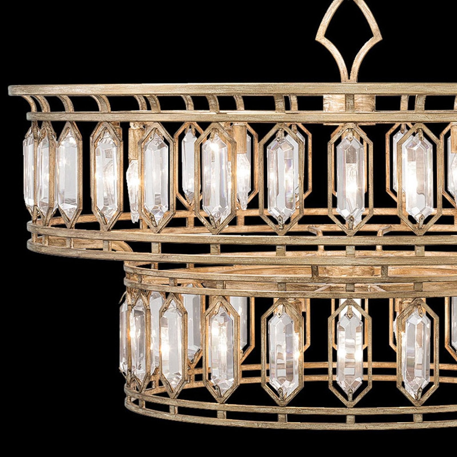 42-Inch Antique Gold Crystal Pendant Light