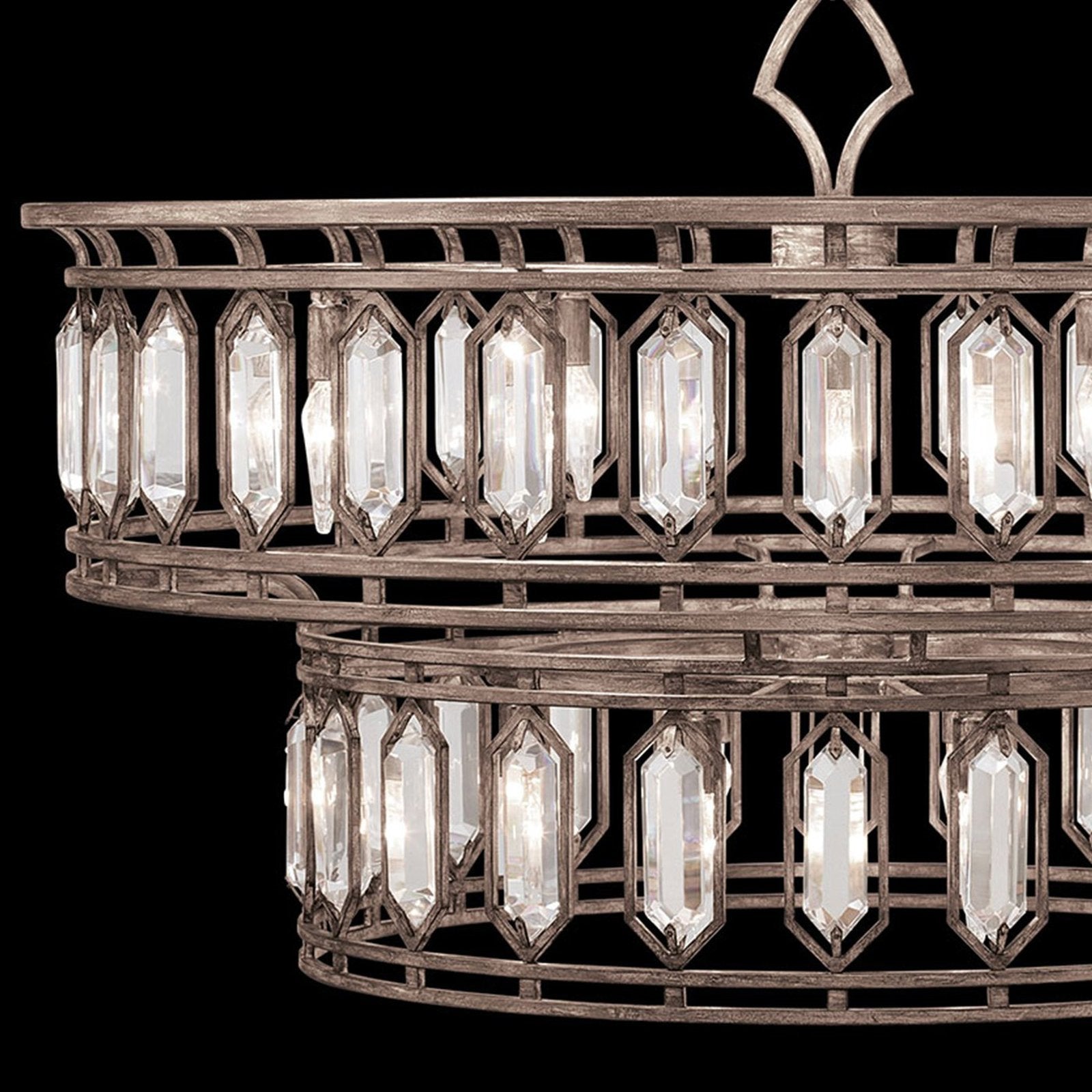 42-Inch Antique Gold Crystal Pendant Light