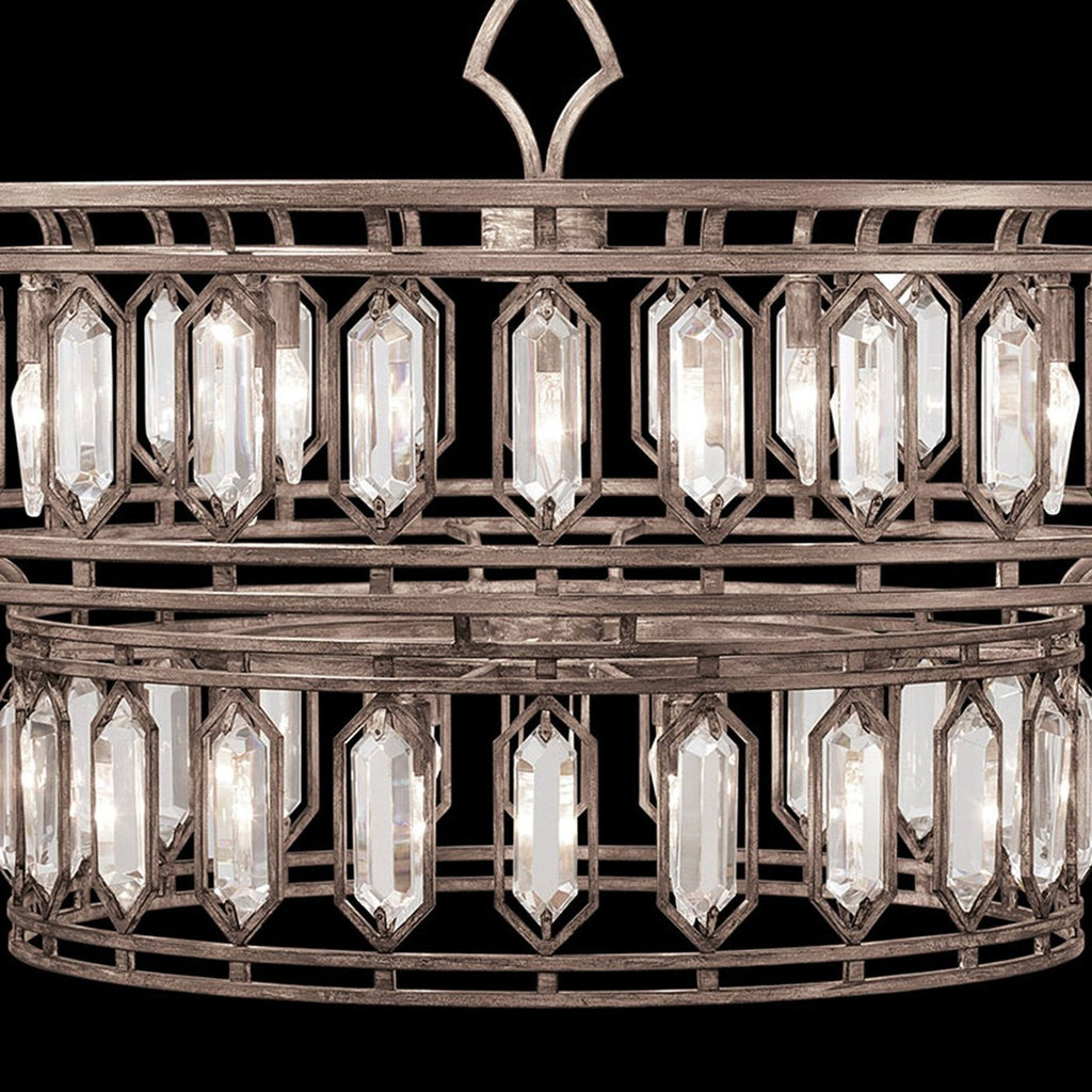 42-Inch Antique Gold Crystal Pendant Light