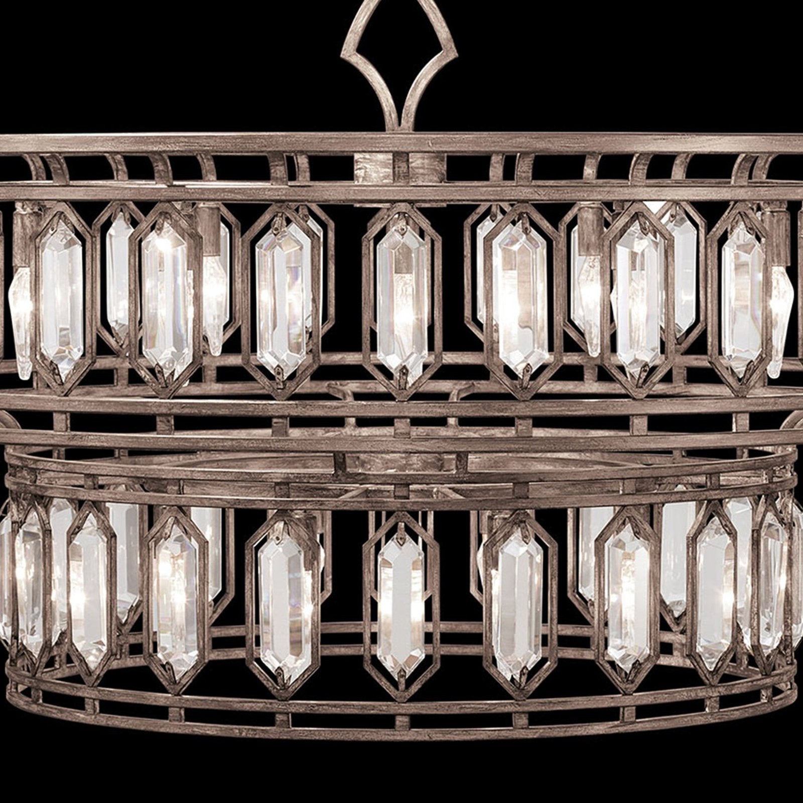 42-Inch Antique Gold Crystal Pendant Light