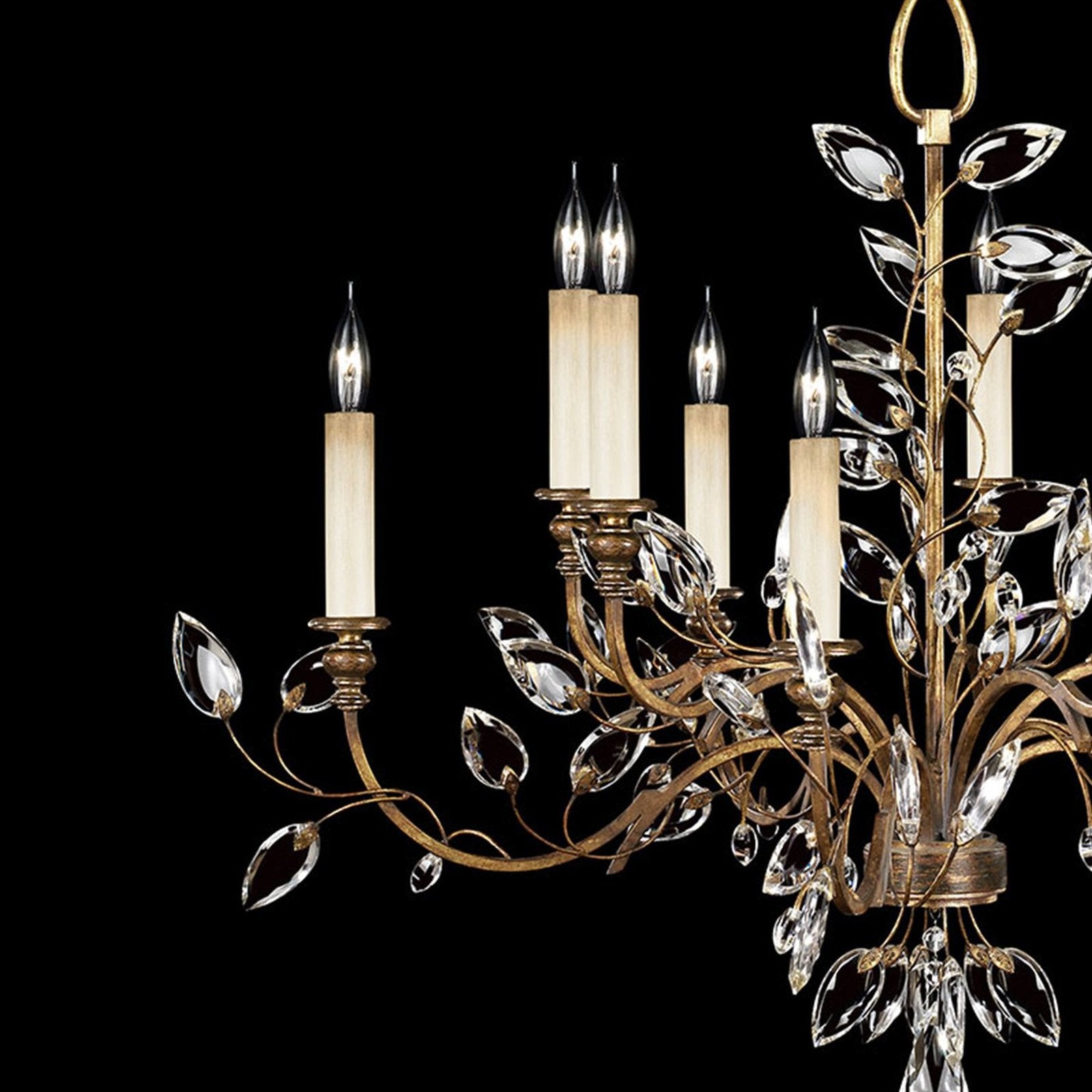43-Inch Crystal Leaf Chandelier / Silver