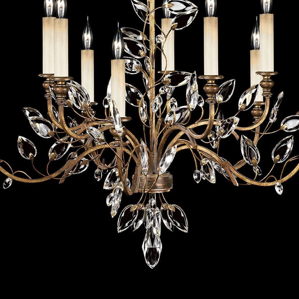 43-Inch Crystal Leaf Chandelier / Gold Leaf