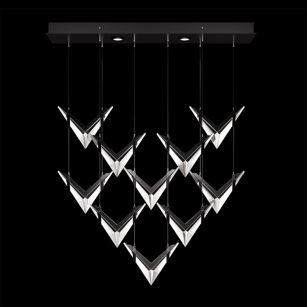 48-Inch Crystal LED Linear Pendant Light / Black/Dark Walnut