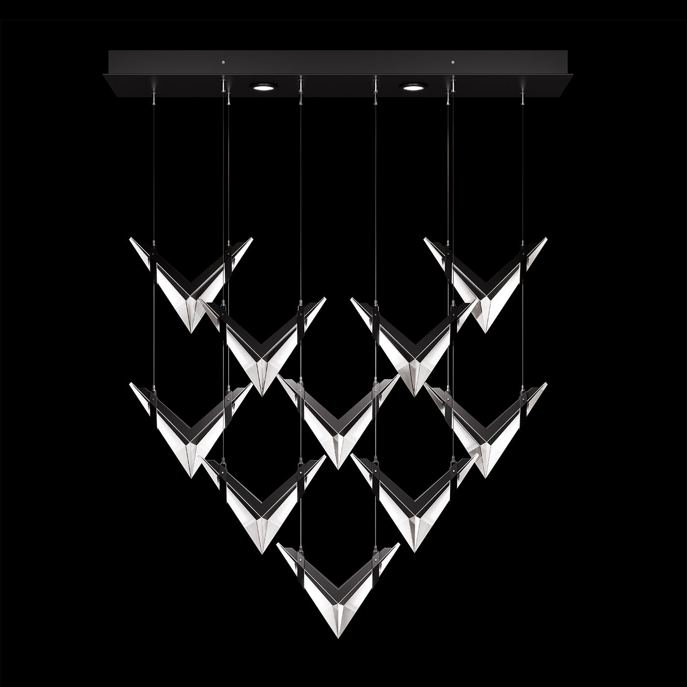 48-Inch Crystal LED Linear Pendant Light / Black/Dark Walnut
