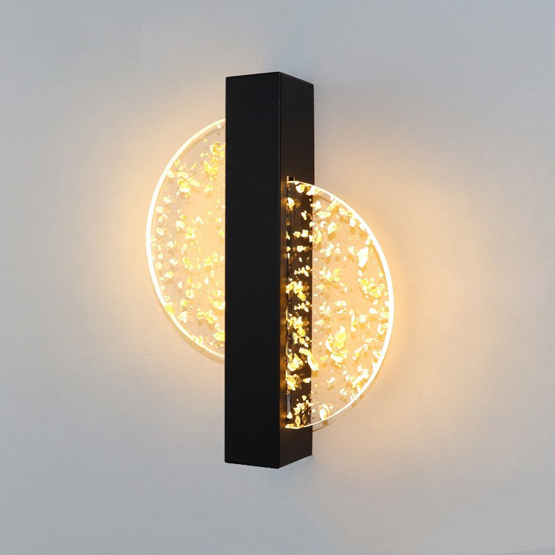 Black Gold Foil Acrylic Wall Light / Black diagonal gold foil / Tri colored light