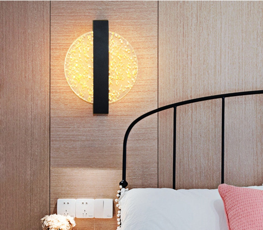 Black Gold Foil Acrylic Wall Light / Black diagonal gold foil / White light