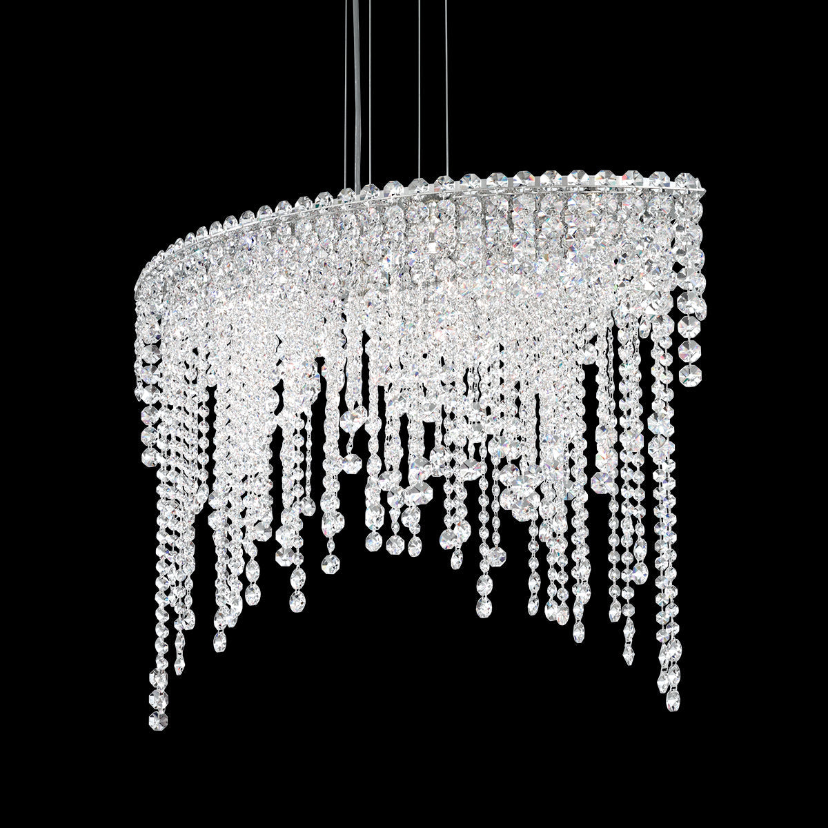 Cascading Crystal Strand Pendant Light / Clear Optic Crystal