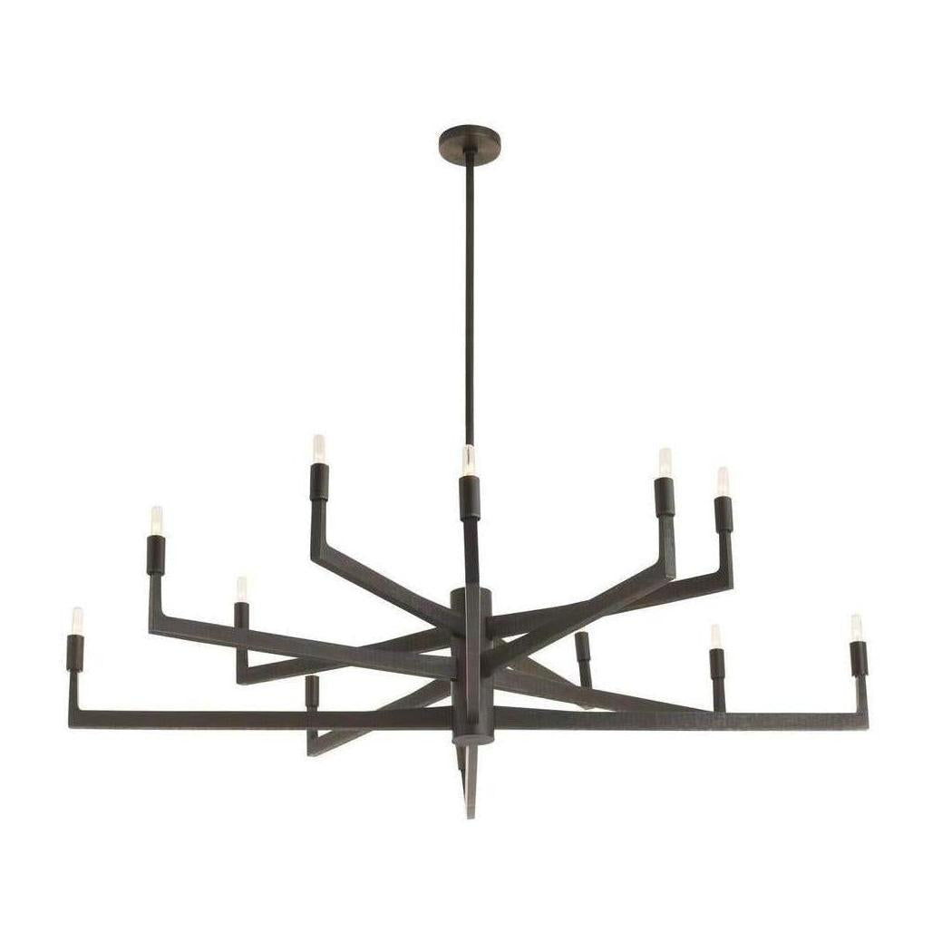 Chiseled Antique Brass Linear Chandelier / English Bronze / Large
