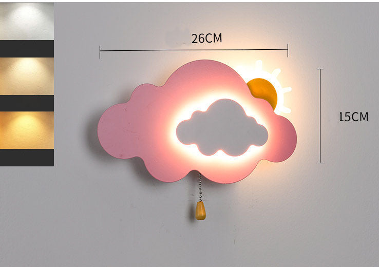 Cloud Kids’ Room Iron Wall Light / Pink / electric