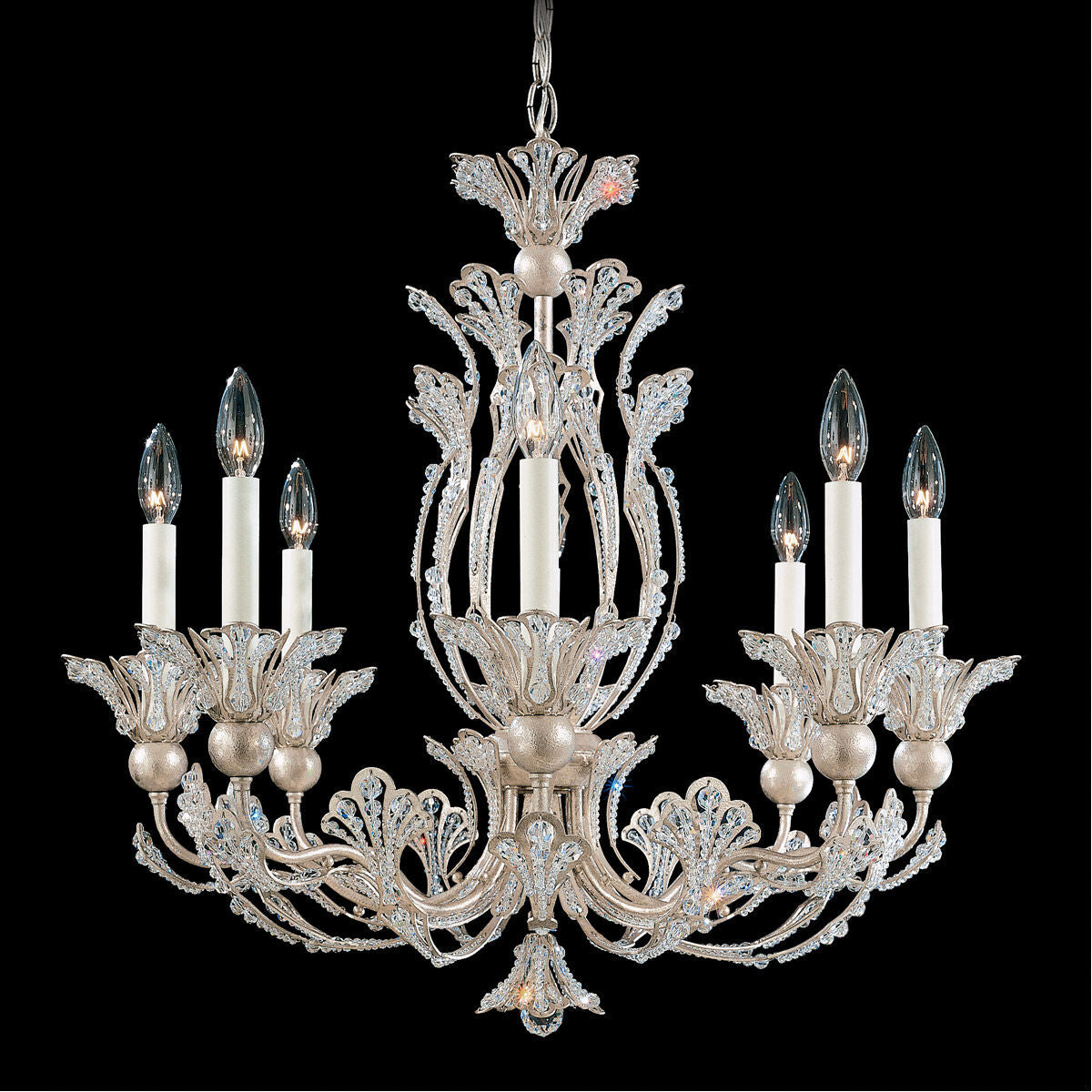 Floral Crystal Leaf Chandelier / Black / Clear Radiance