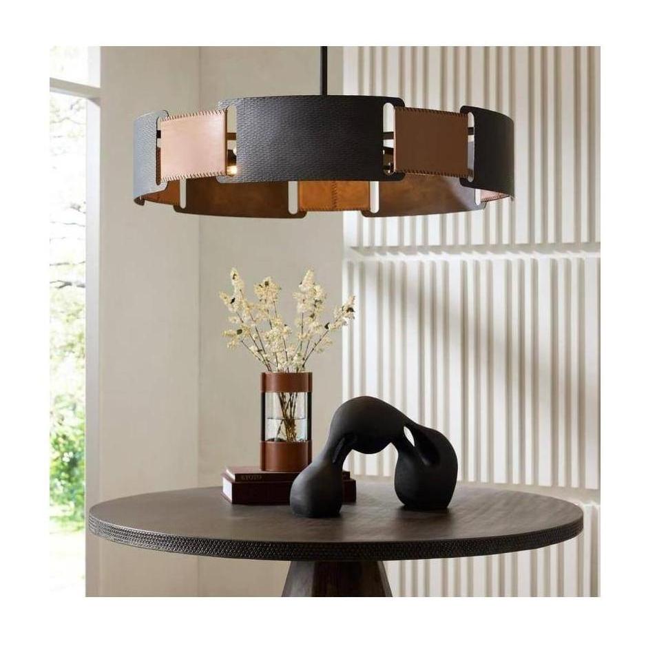 Leather Strap Iron Ring Chandelier