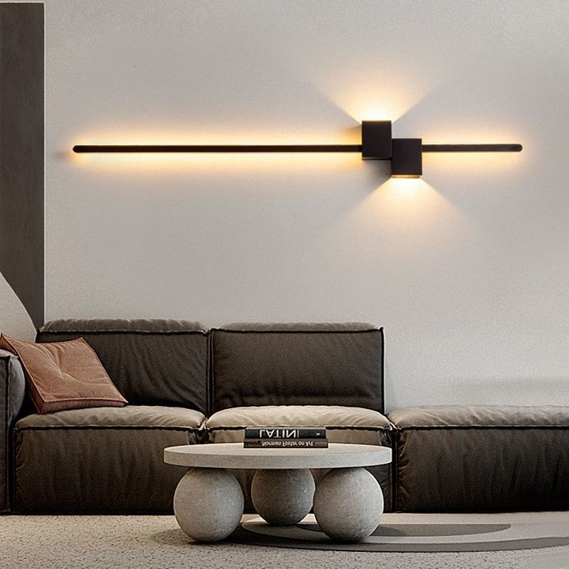 Linear Black or Gold Bedside Wall Light / Warm Light / 60CM Gold