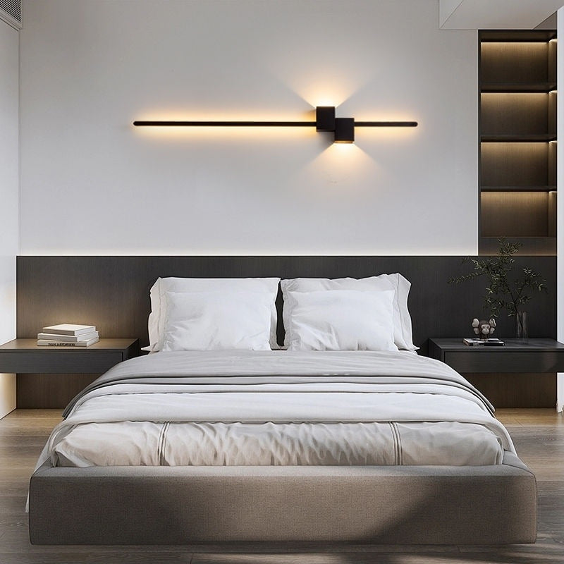 Linear Black or Gold Bedside Wall Light / Warm Light / 80CM Black