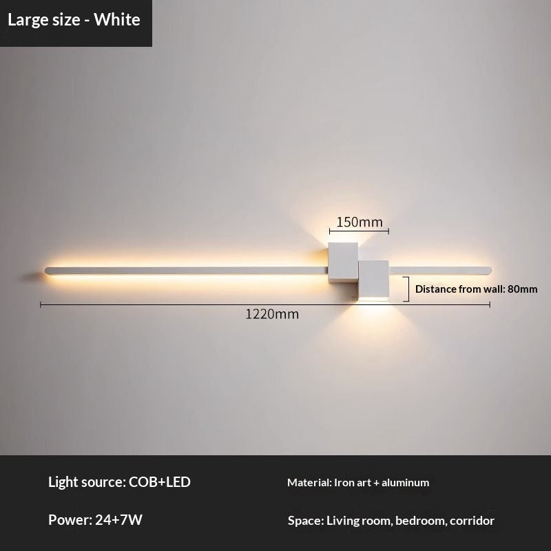 Linear Black or Gold Bedside Wall Light / Three Colors / 60cm Black