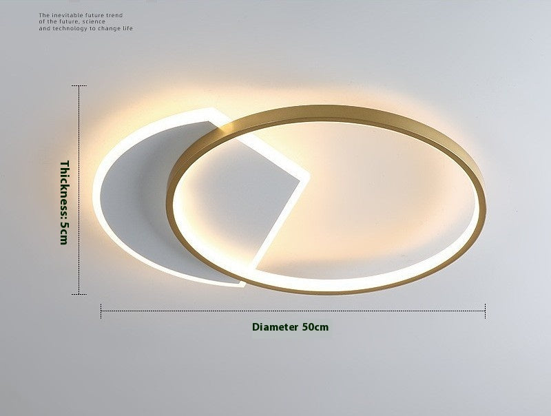 Nordic Minimalist Bedroom Ceiling Light / Gold / 50cm / Tri color dimming