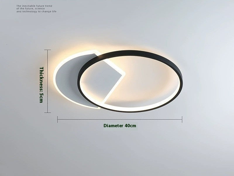 Nordic Minimalist Bedroom Ceiling Light / Black / 50cm / White light