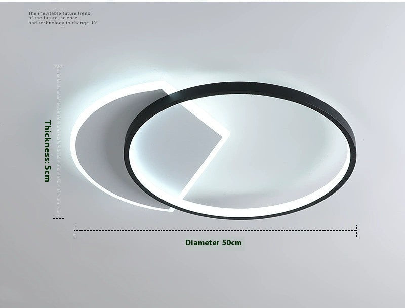 Nordic Minimalist Bedroom Ceiling Light / Black / 50cm / Warm light