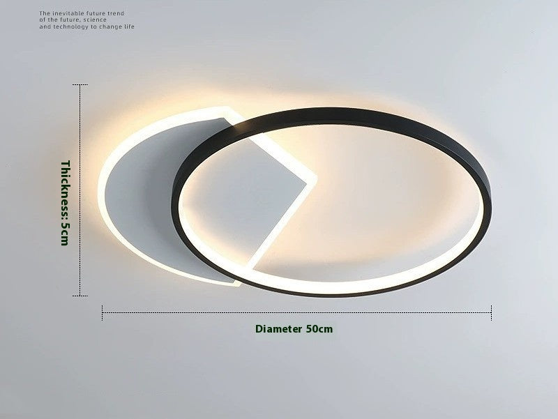 Nordic Minimalist Bedroom Ceiling Light / Black / 50cm / Tri color dimming