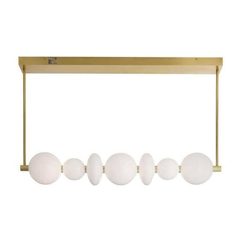 Opal Glass Antique Brass Linear Chandelier / Antique Brass