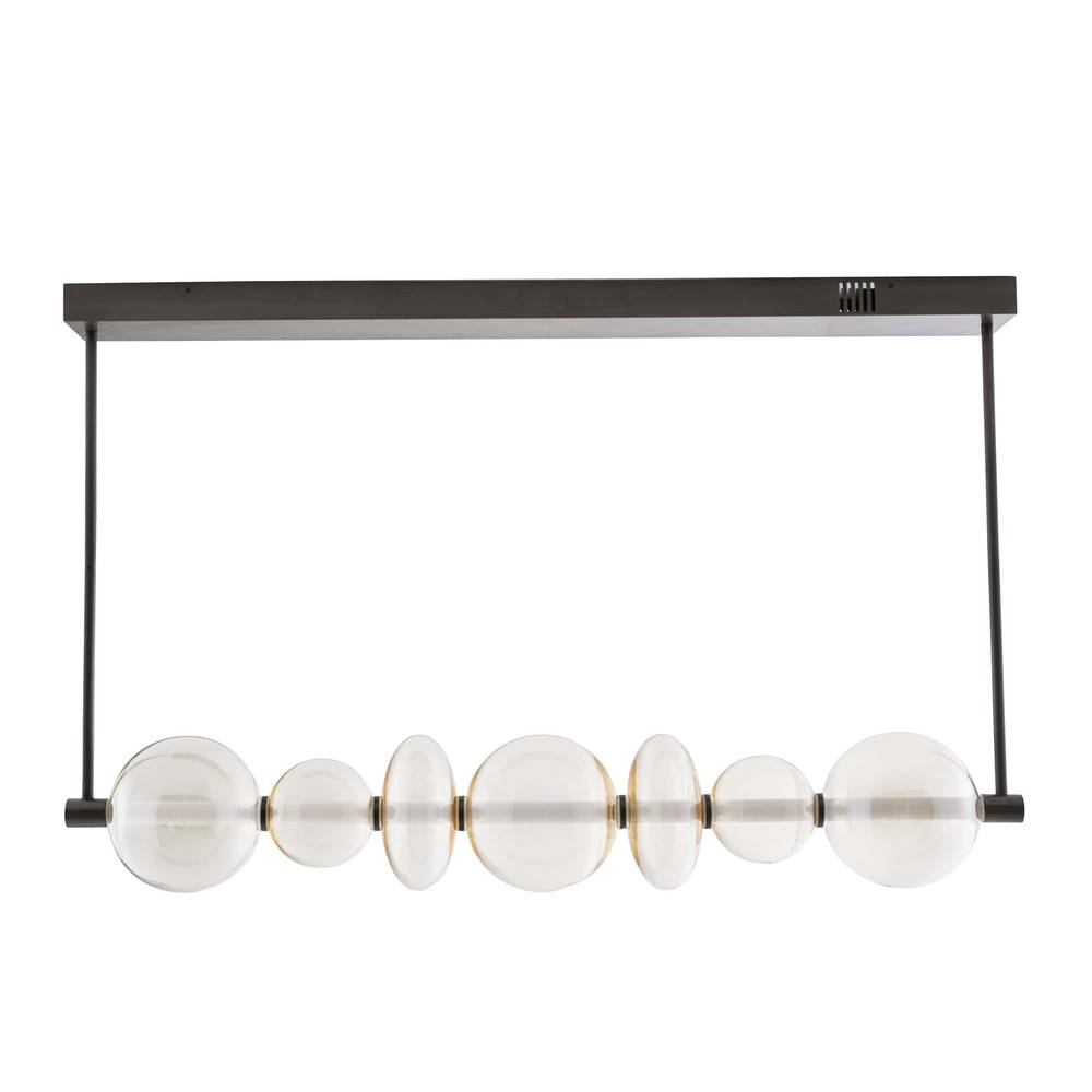 Opal Glass Antique Brass Linear Chandelier