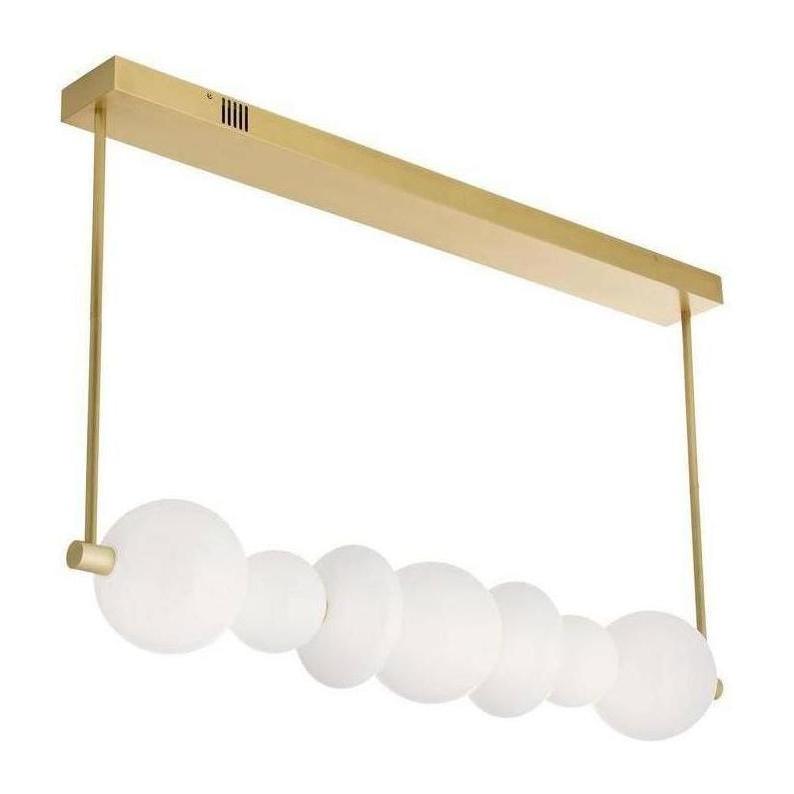Opal Glass Antique Brass Linear Chandelier