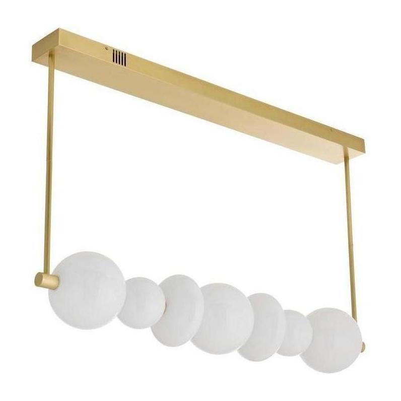 Opal Glass Antique Brass Linear Chandelier