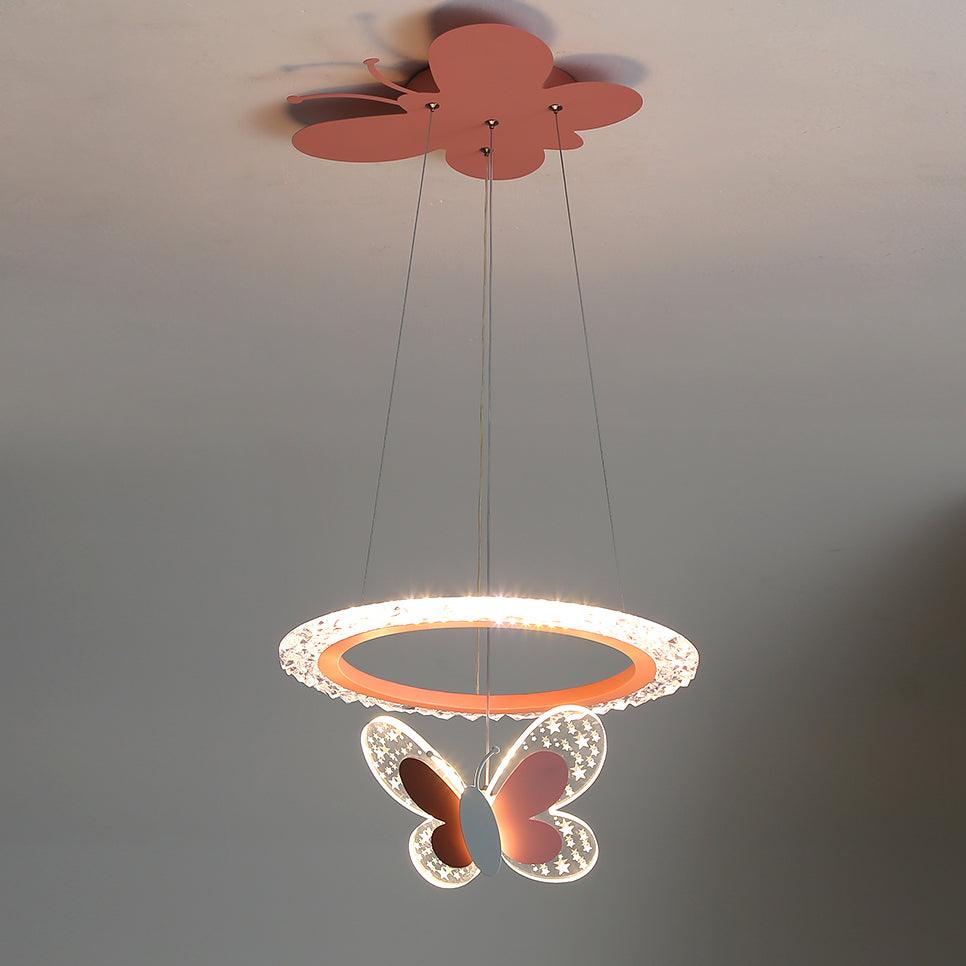 Pink Butterfly LED Pendant Light