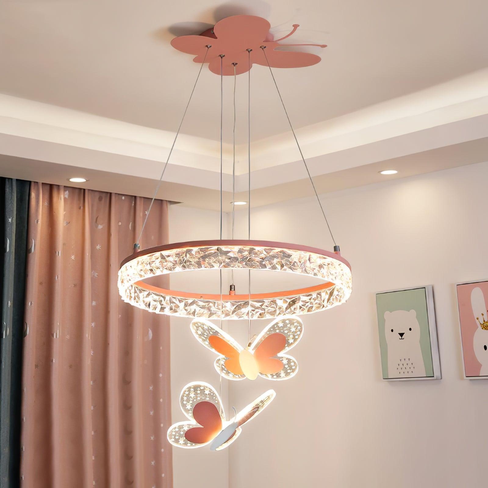 Pink Butterfly LED Pendant Light