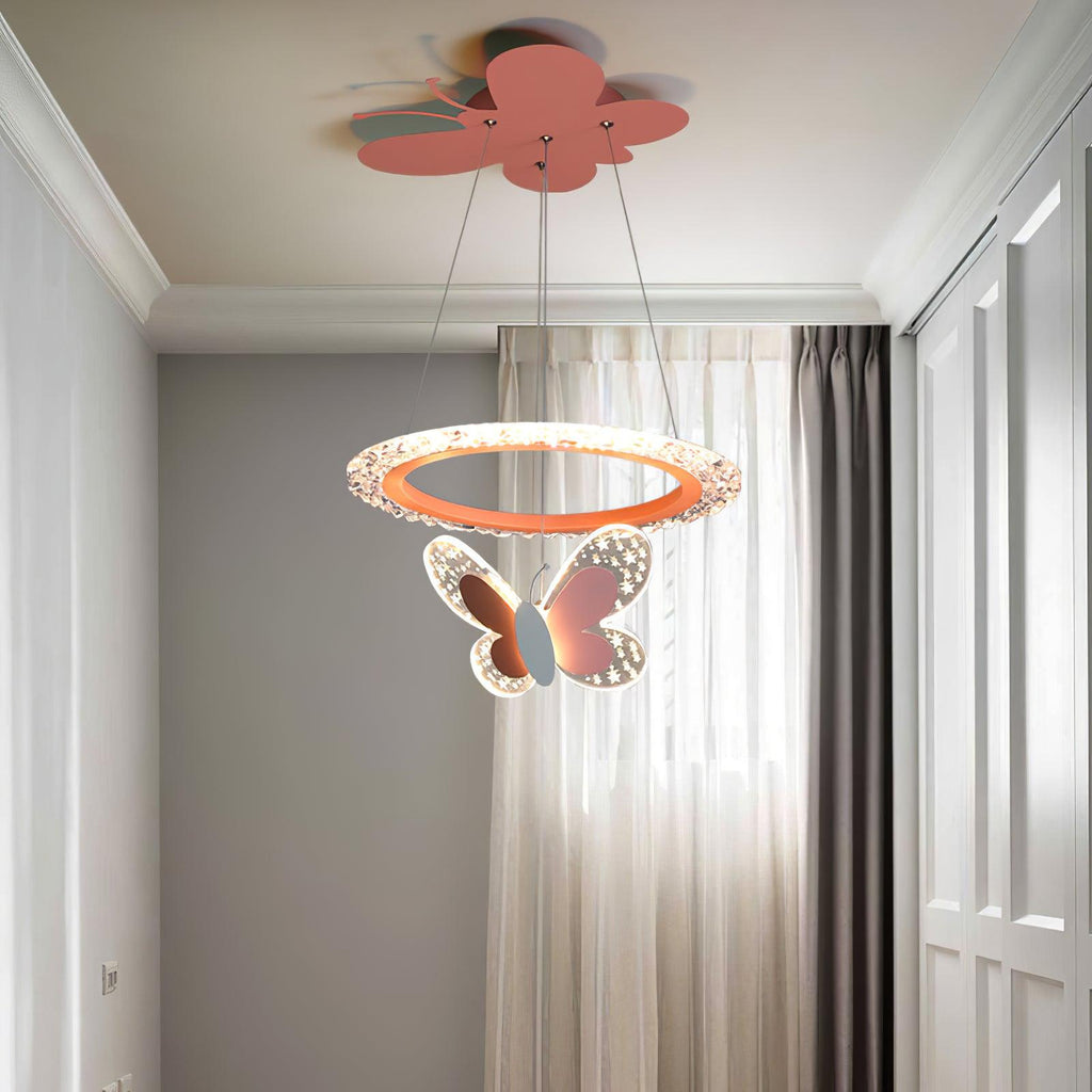 Pink Butterfly LED Pendant Light