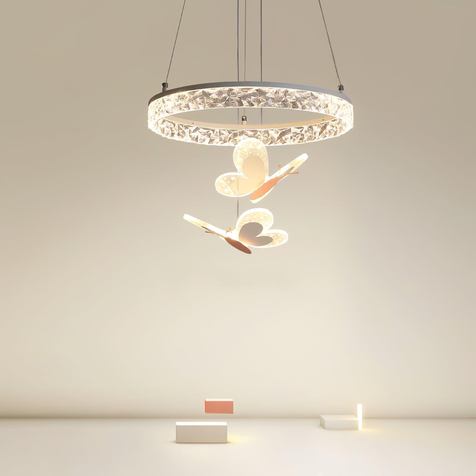 Pink Butterfly LED Pendant Light