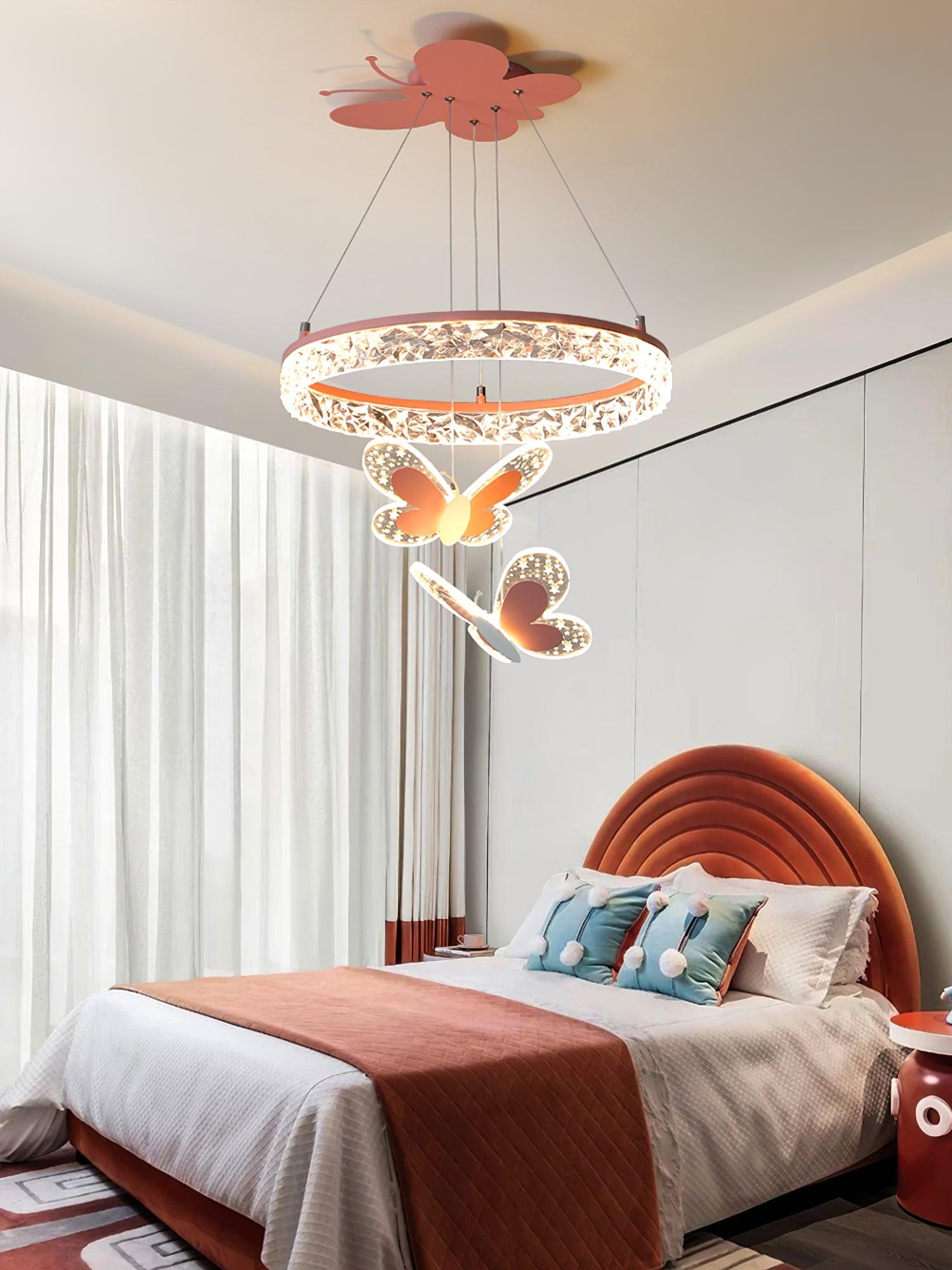 Pink Butterfly LED Pendant Light
