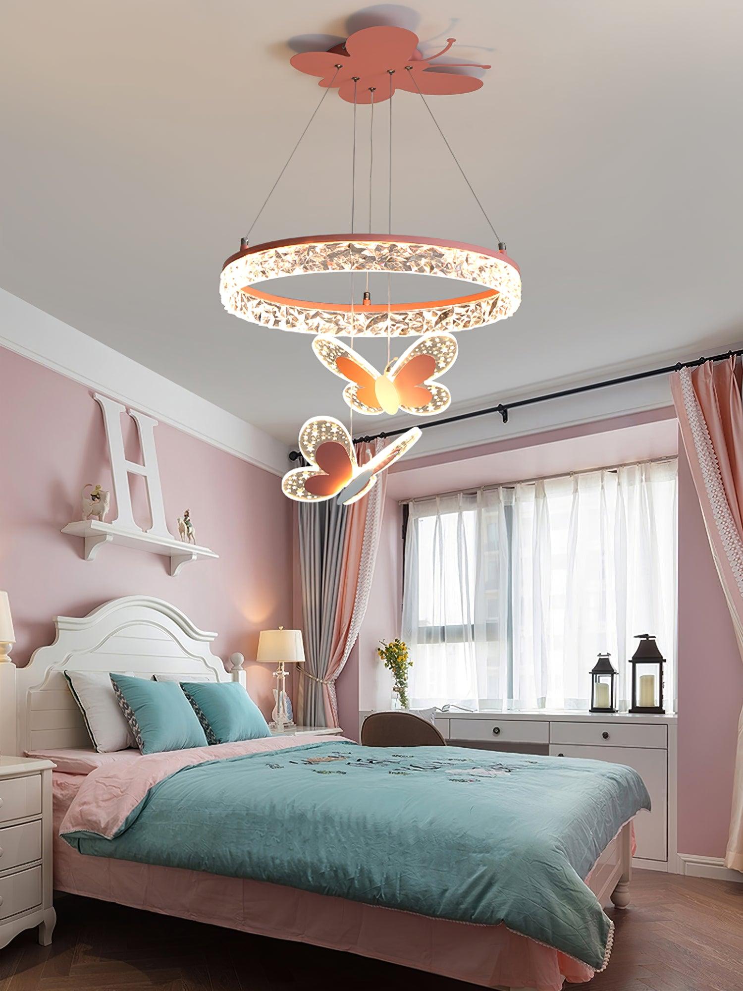 Pink Butterfly LED Pendant Light