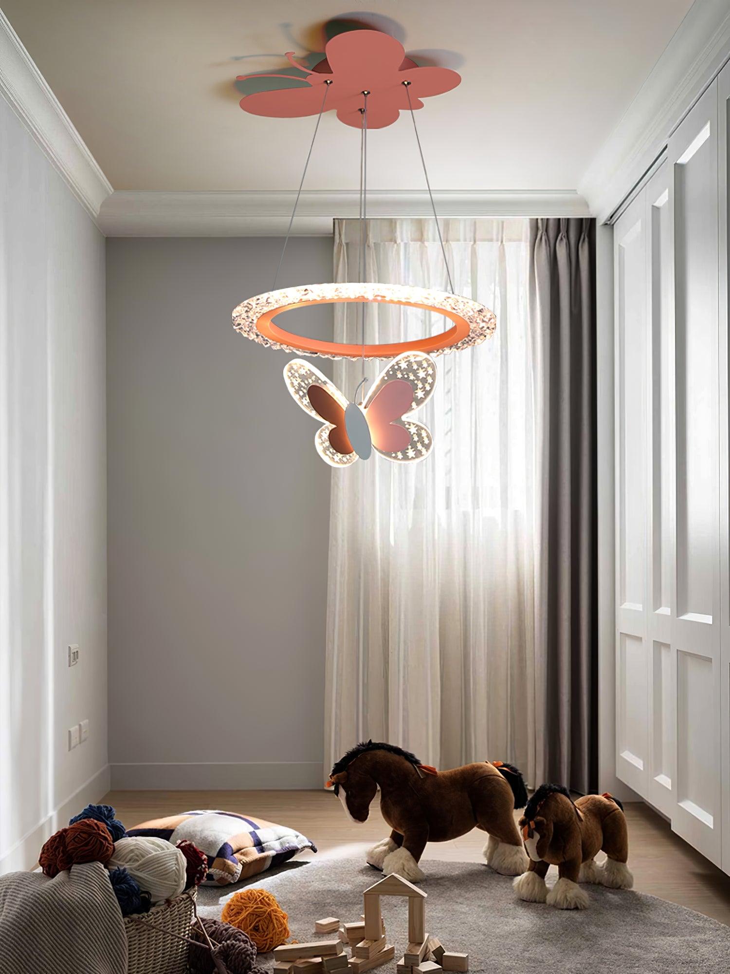 Pink Butterfly LED Pendant Light