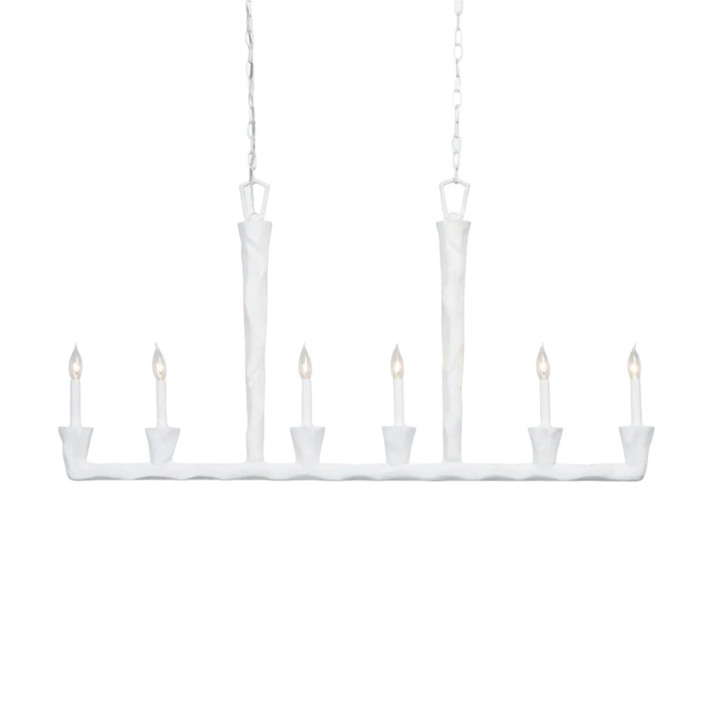 Sculptural Gesso Finish Chandelier / White Gesso