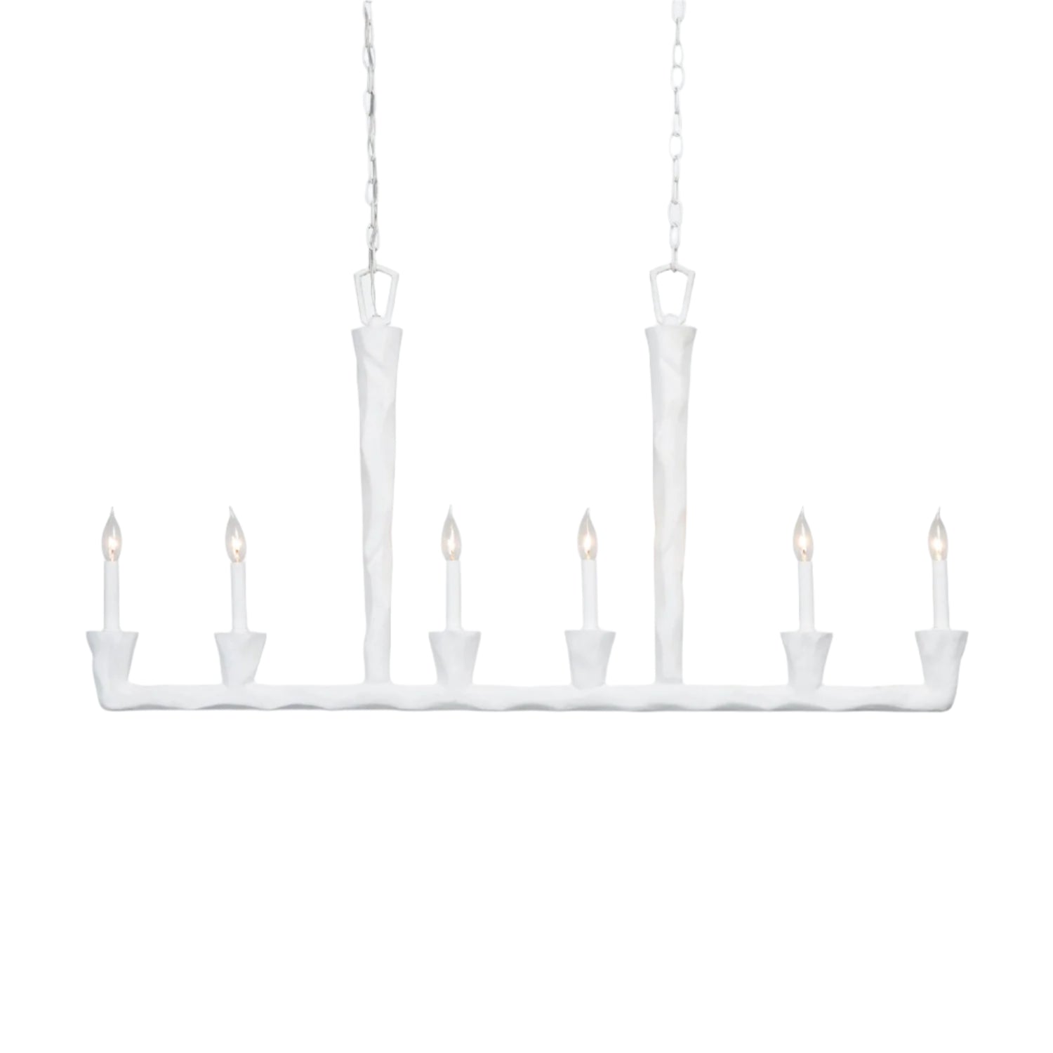 Sculptural Gesso Finish Chandelier / White Gesso
