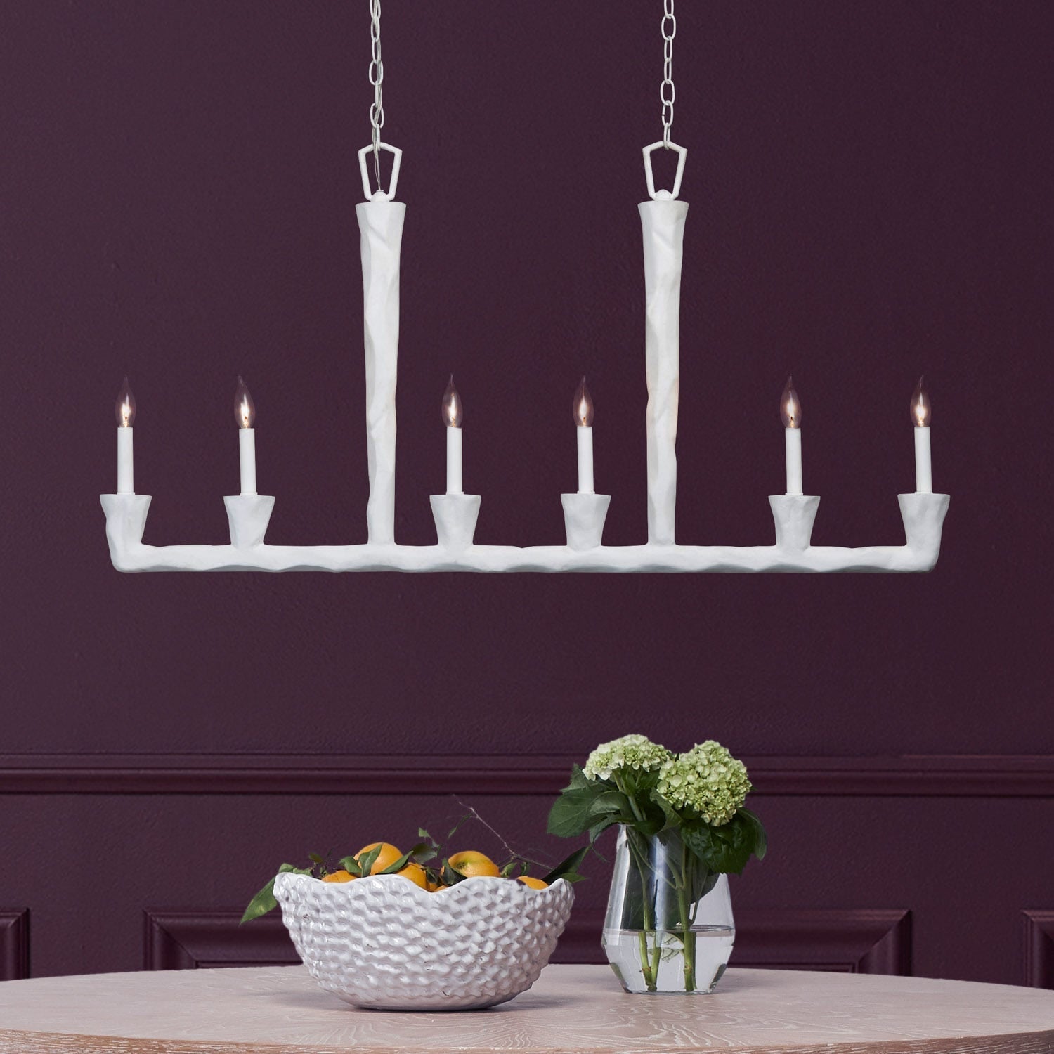 Sculptural Gesso Finish Chandelier / Bronze Gesso