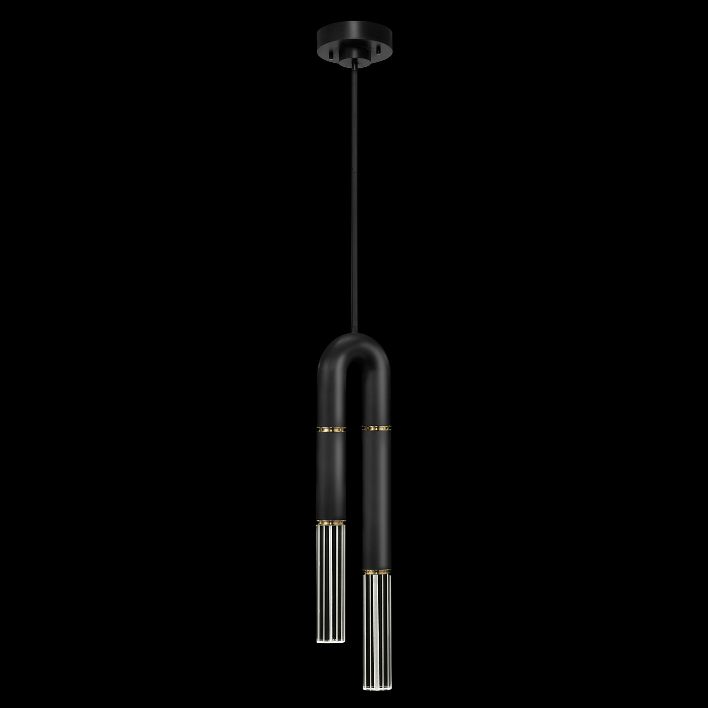 Seven-Inch Parchment Glass Pendant Light / Black / Brass / No Parchment